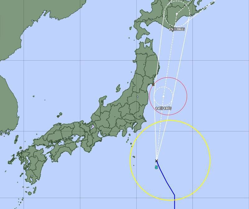 台风「百合」13日凌晨2点生成,预计今日将从日本关东地区近海掠过,不排除明日在北海道登陆。(图撷取自日本气象厅) 台风「百合」13日凌晨2点生成,预计今日将从日本关东地区近海掠过,不排除明日在北海道登陆。(图撷取自日本气象厅)