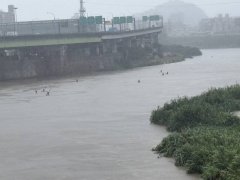 豪雨特报 10民众竟在基隆河划SUP 警消合力劝离