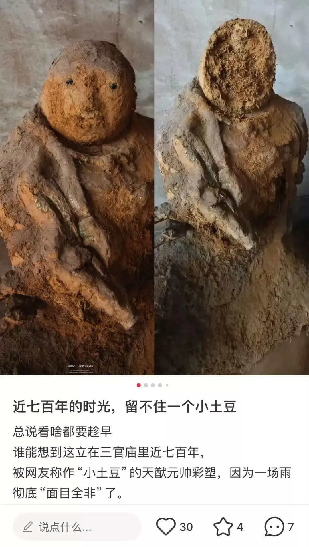 “小土豆”的状况前后对比。(图/小红书截图)