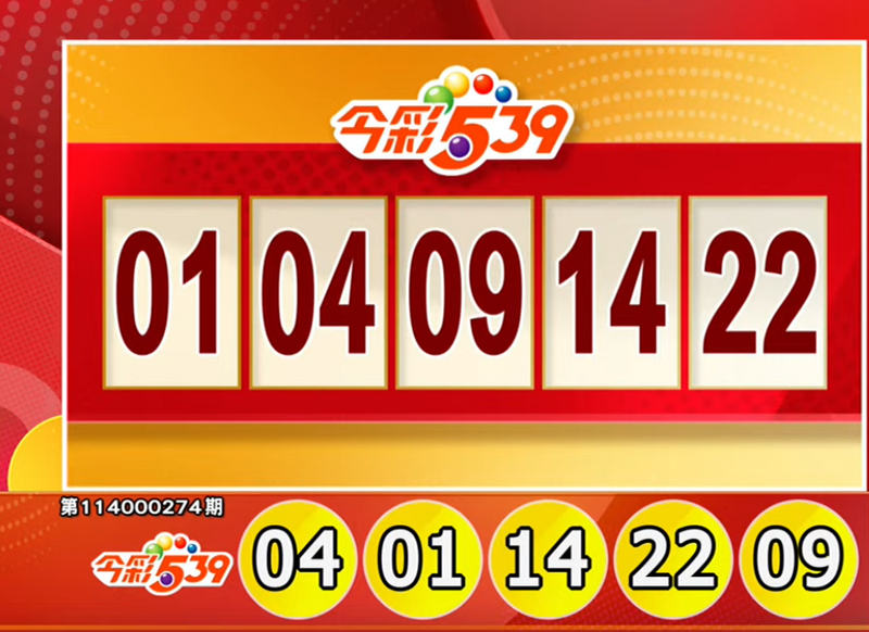 今彩539、39乐合彩开奖号码。（撷取自三立iNEWS《全民i彩券》）