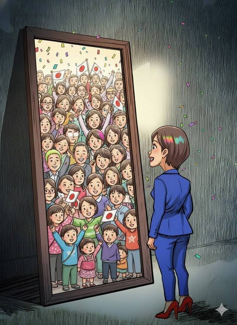 日本网友展现出高市早苗的高支持率。（图撷自「@ankoku_othello」X帐号）