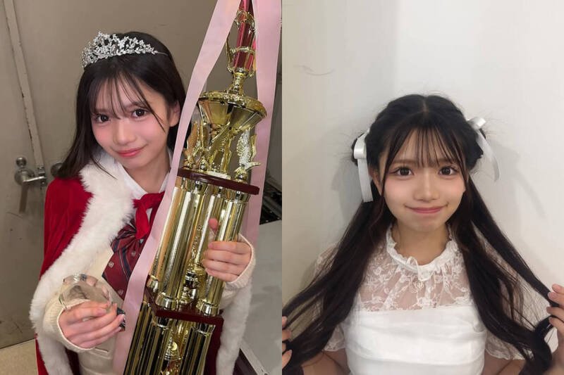 2025「日本最可爱女高中生」冠军南里。（本报合成，撷取自@jc_misscon_jk
、@nanri_821/IG）