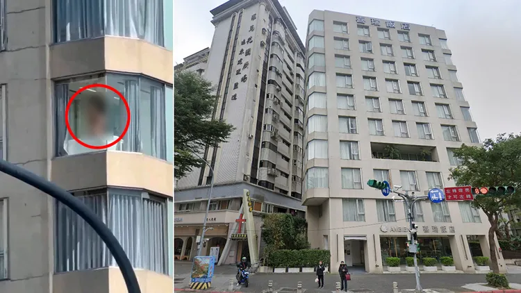 喜瑞飯店（右圖）疑似有房客在浴室性愛（左圖）被民眾直擊。翻攝自Google地圖