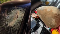 北京一车主称开车时飞来“脸大”石头砸穿玻璃致毁容