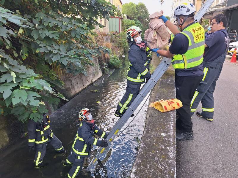 消防人员处理弃婴尸体。(图由民众提供) 消防人员处理弃婴尸体。(图由民众提供)
