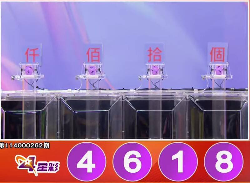 4星彩开奖号码。(撷取自三立iNEWS《全民i彩券》) 4星彩开奖号码。(撷取自三立iNEWS《全民i彩券》)