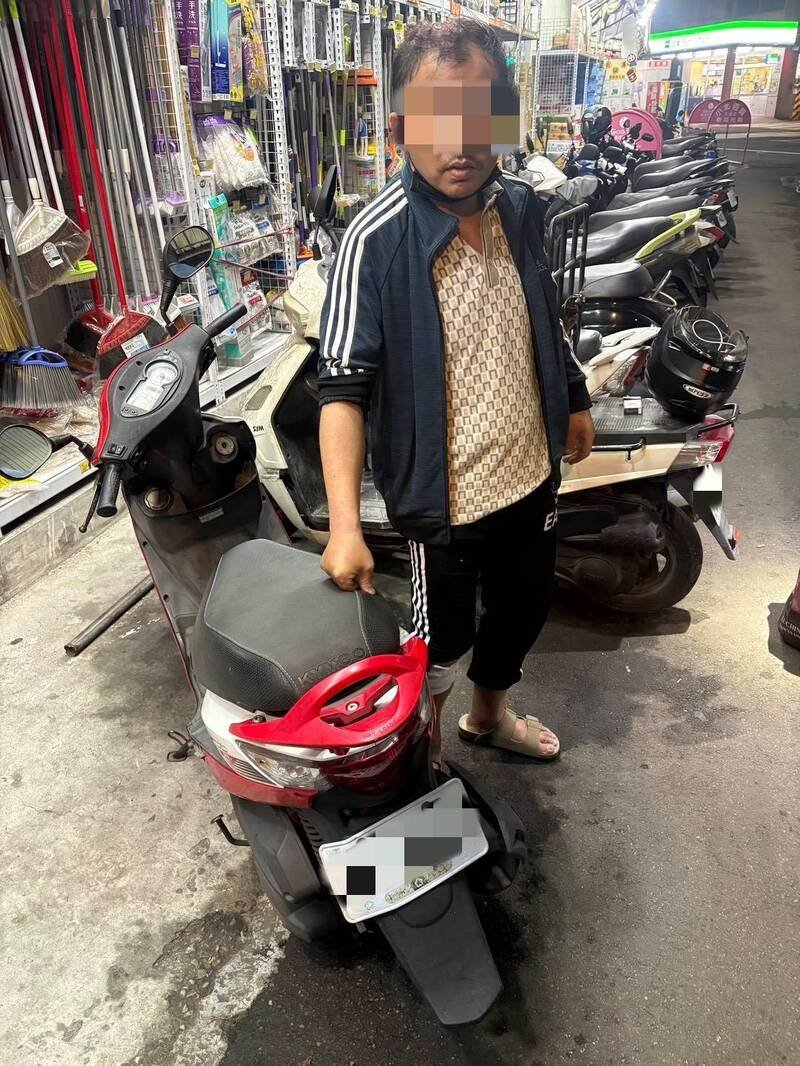 詹姓男子偷机车代步被逮。（图由警方提供）