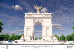 高度辗压林肯纪念堂！川普拟建金色凯旋门 鹰狮环绕外观曝光